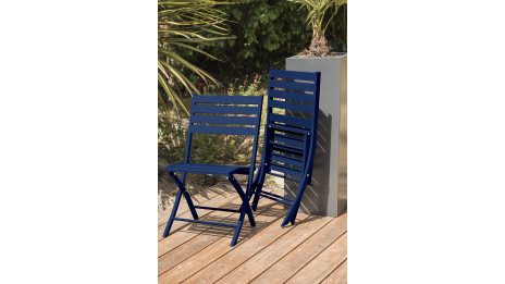 Lot composé d'une table de jardin MARIUS-TB140-MARINE pliante et de 4 chaises MARIUS-CP-MARINE pliantes