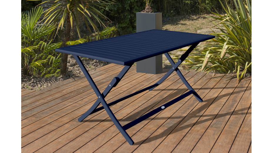 Table de jardin pliante MARIUS (140x80 cm) en aluminium - BLEU NUIT
