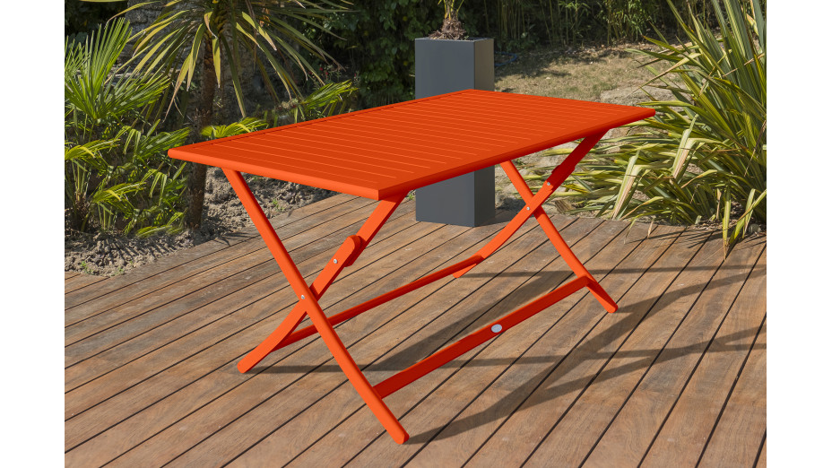 Table de jardin pliante MARIUS (140x80 cm) en aluminium - ORANGE