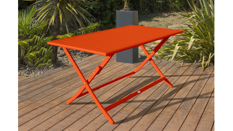 Table de jardin pliante MARIUS (140x80 cm) en aluminium - ORANGE