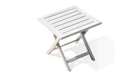 Table basse de jardin pliante MARIUS (43x43 cm) en aluminium - BLANC
