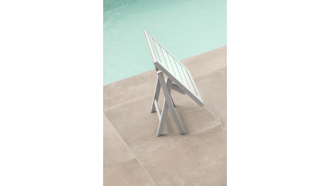 Table basse de jardin pliante MARIUS (43x43 cm) en aluminium - BLANC