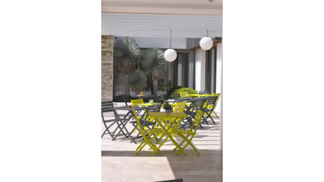 Lot composé d'une table de jardin MARIUS-TB70-GRISANT pliante et de 2 chaises MARIUS-CP-GRISANT pliantes