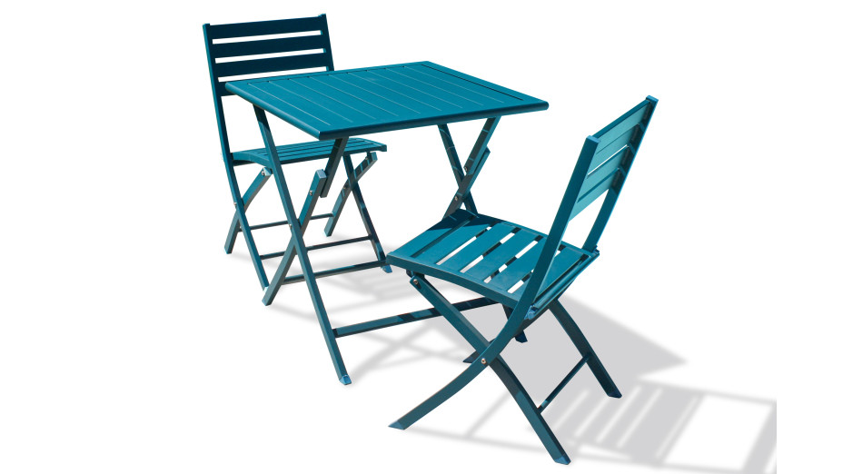Lot composé d'une table de jardin MARIUS-TB70-CANARD pliante et de 2 chaises MARIUS-CP-CANARD pliantes