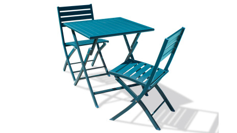 Lot composé d'une table de jardin MARIUS-TB70-CANARD pliante et de 2 chaises MARIUS-CP-CANARD pliantes