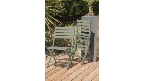 Lot composé d'une table de jardin MARIUS-TB70-KAKI pliante et de 2 chaises MARIUS-CP-KAKI pliantes