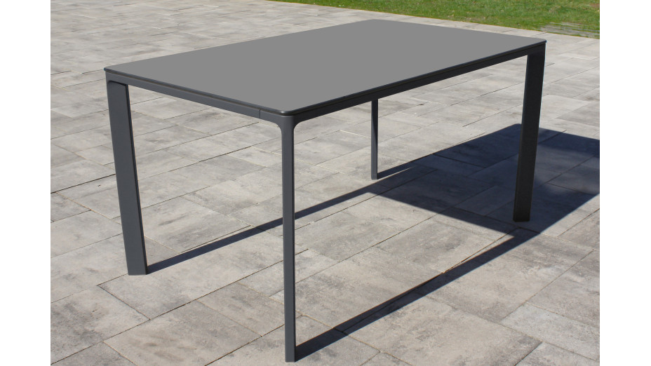 Lot composé d'une table de jardin MEET-TB160G-GRISANTH et de 6 fauteuils FADO-FT-TAUPE empilables