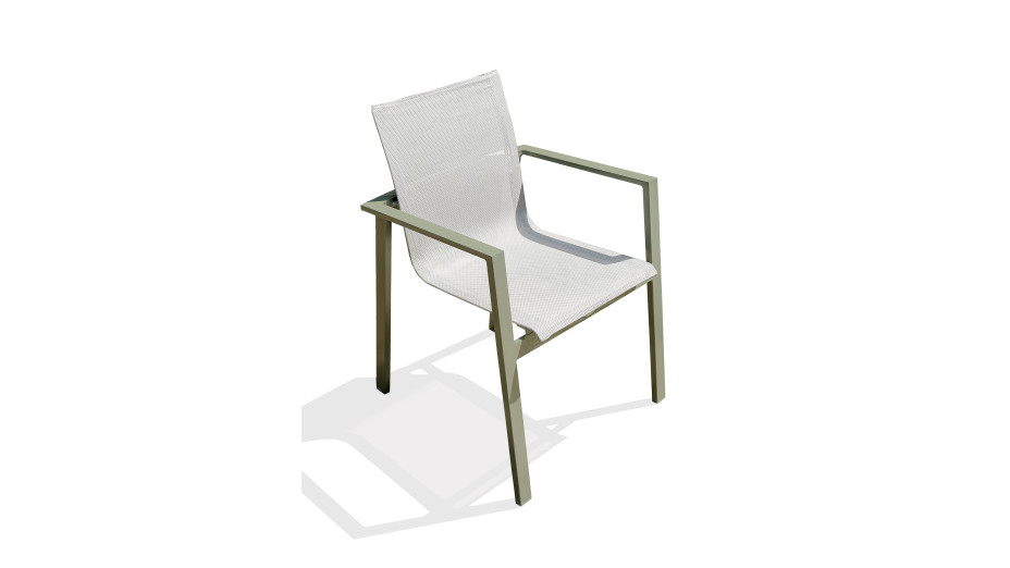Fauteuil de jardin empilable MIAMI en textilène gris et aluminium - KAKI