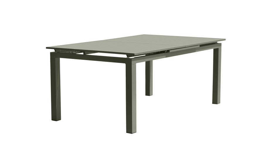 Table de jardin MIAMI (180/240x100 cm) en aluminium avec rallonge automatique - KAKI