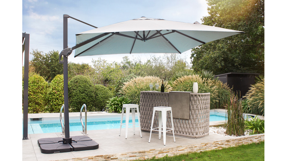 Parasol déporté SEVILLA (2,5x2,5 m) en aluminium gris anthracite et toile polyester - GRIS