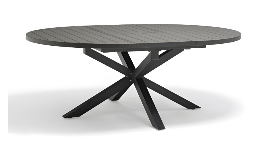 Table de jardin PELOSA (145/199X145 cm) en aluminium avec rallonge papillon - GRIS ANTHRACITE