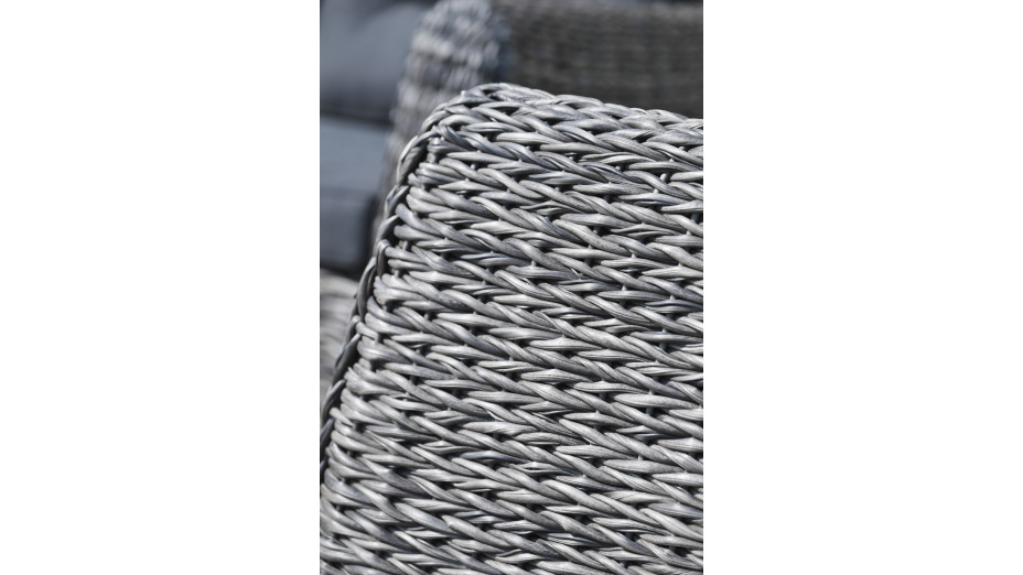 Salon bas de jardin BAHAMAS 7 places en résine tressée - GRIS ANTHRACITE