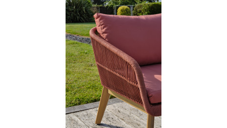 Salon bas de jardin BAHIA 4 places en bois d'acacia et corde tissée - TERRACOTTA