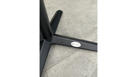 Table ronde de jardin BISTRO (diam. 60 cm) en acier noir et plateau HPL effet marbre - BLANC