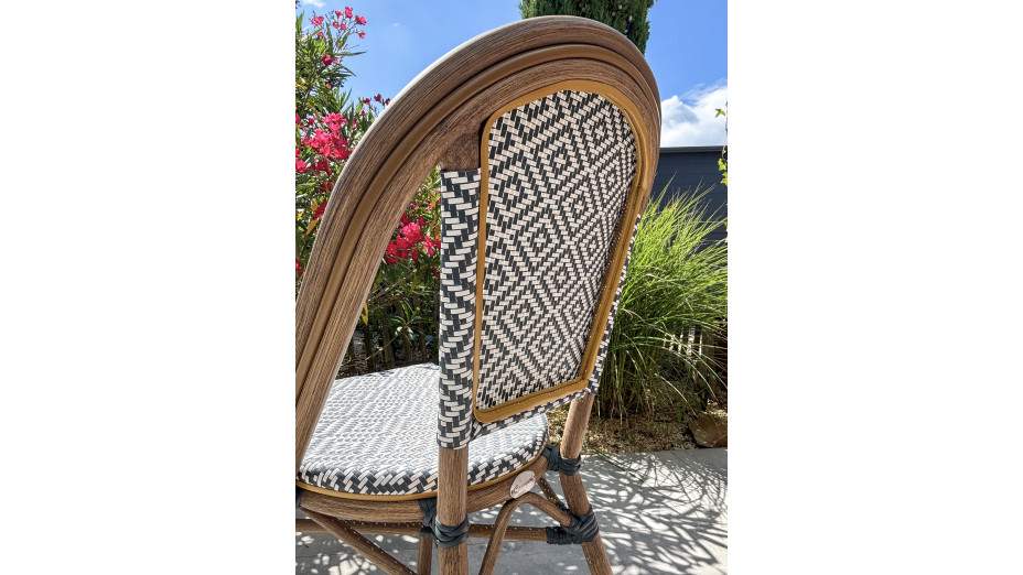 Lot composé d'une table de jardin BISTRO-TB60-TRZ et de 2 fauteuils BISTRO-FT-TEX-BLEU empilables