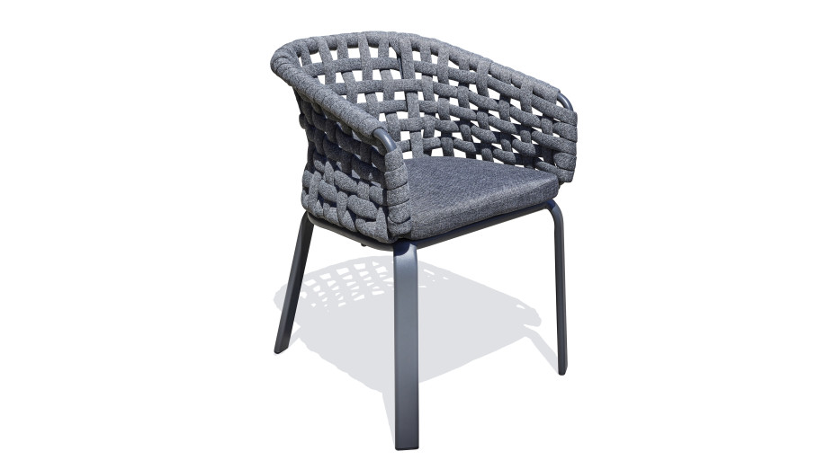 Fauteuil de jardin CAMARGUE en corde tissée et aluminium - GRIS ANTHRACITE
