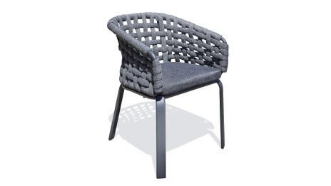 Fauteuil de jardin CAMARGUE en corde tissée et aluminium - GRIS ANTHRACITE