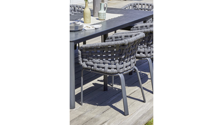 Fauteuil de jardin CAMARGUE en corde tissée et aluminium - GRIS ANTHRACITE