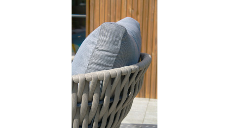 Salon bas de jardin CAPRI 4 places en corde tissée taupe et acier - GRIS ANTHRACITE