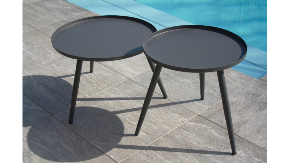 Salon bas de jardin CAPRI 4 places en corde tissée taupe et acier - GRIS ANTHRACITE