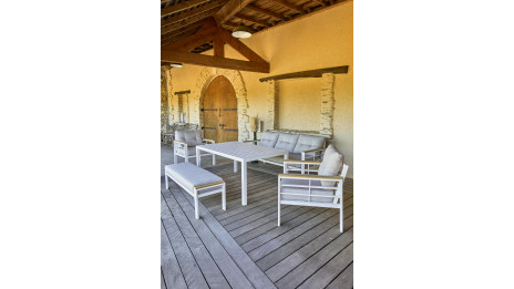 Ensemble repas de jardin CAYENNE 7 places en aluminium - BLANC