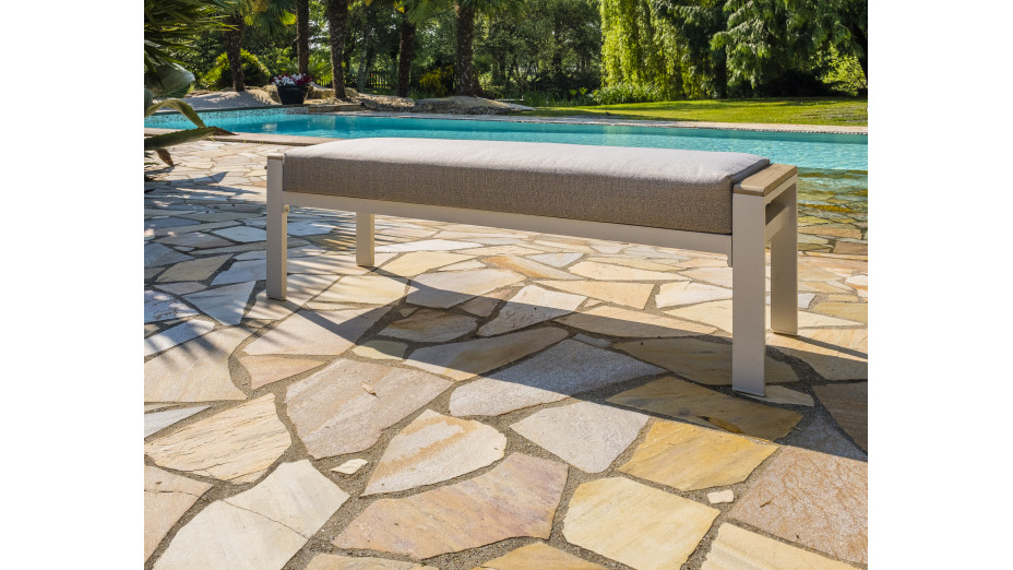 Ensemble repas de jardin CAYENNE 7 places en aluminium - BLANC