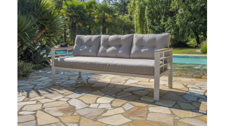 Ensemble repas de jardin CAYENNE 7 places en aluminium - BLANC