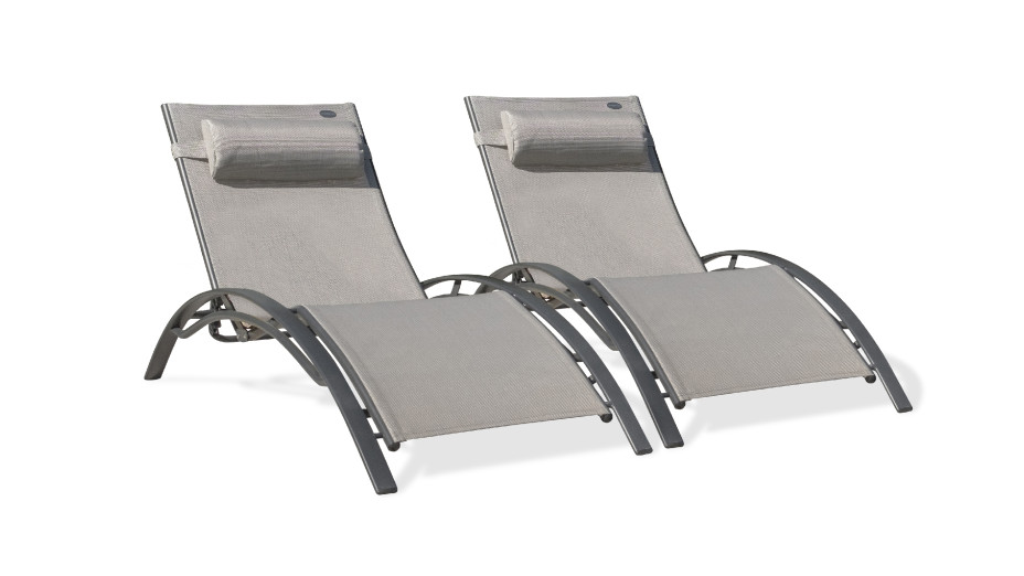 Lot composé de 2 bains de soleil CL76GREY (pré-montés) empilables