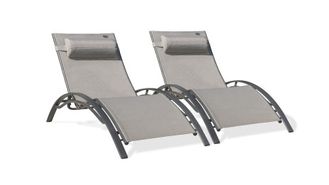 Lot composé de 2 bains de soleil CL76GREY (pré-montés) empilables
