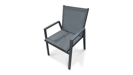 Fauteuil de jardin empilable FLORIDE en textilène et aluminium - GRIS ANTHRACITE