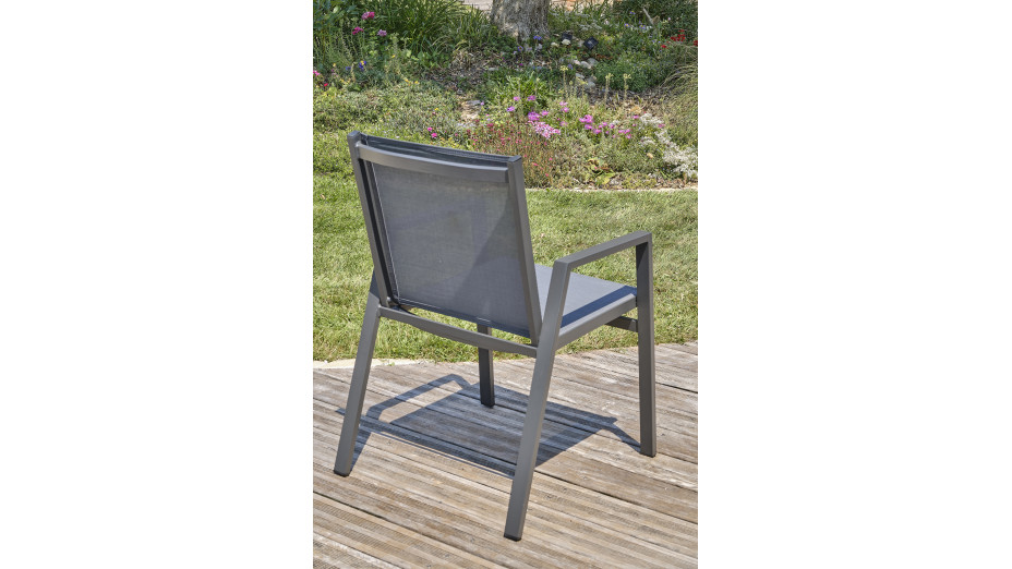Fauteuil de jardin empilable FLORIDE en textilène et aluminium - GRIS ANTHRACITE