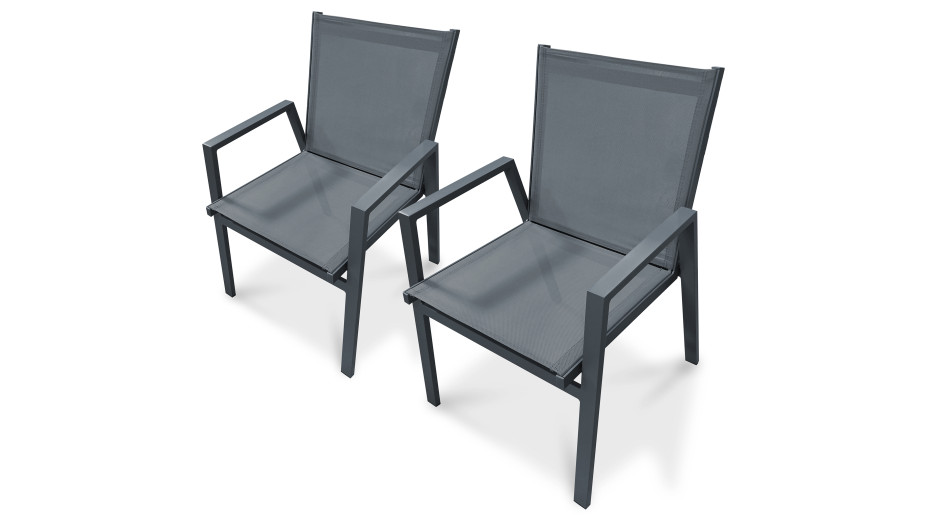 Lot composé de 2 fauteuils de jardin FLORIDE-FT-GRISANTH empilables