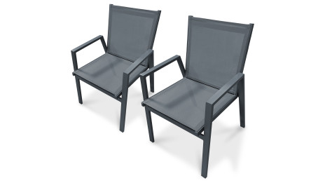Lot composé de 2 fauteuils de jardin FLORIDE-FT-GRISANTH empilables