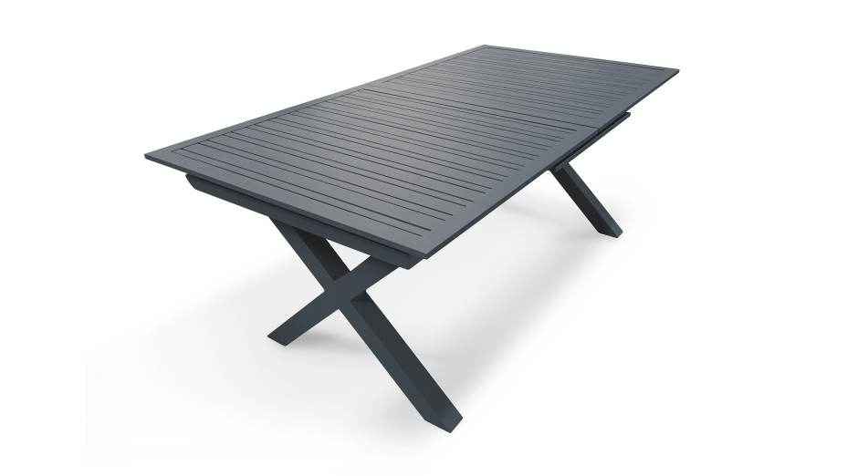 Table de jardin FLORIDE (180/240x100 cm) en aluminium avec rallonge automatique - GRIS ANTHRACITE