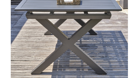 Table de jardin FLORIDE (180/240x100 cm) en aluminium avec rallonge automatique - GRIS ANTHRACITE