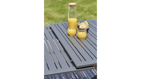 Table de jardin FLORIDE (180/240x100 cm) en aluminium avec rallonge automatique - GRIS ANTHRACITE