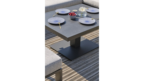 Ensemble repas de jardin IBIZA 7 places en aluminium et plateau en céramique - GRIS ANTHRACITE
