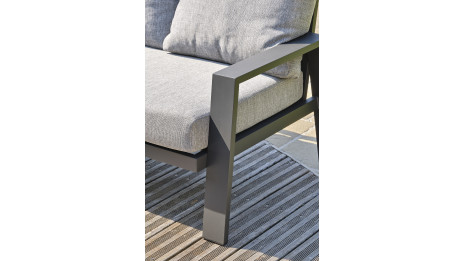 Ensemble repas de jardin IBIZA 7 places en aluminium et plateau en céramique - GRIS ANTHRACITE