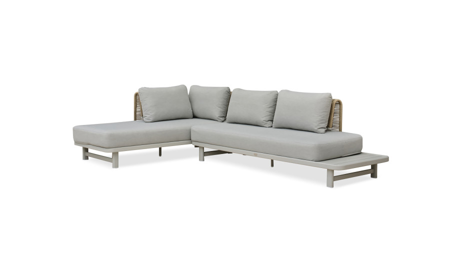 Salon de jardin d'angle IRUN 6 places en corde tissée et aluminium - GRIS