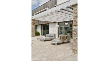 Salon de jardin d'angle IRUN 6 places en corde tissée et aluminium - GRIS