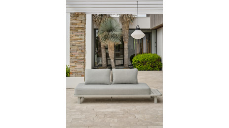 Salon de jardin d'angle IRUN 6 places en corde tissée et aluminium - GRIS