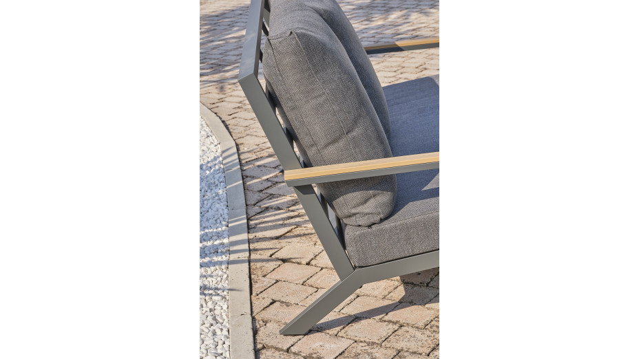 Salon de jardin KOMMOS 5 places en aluminium et plateau en composite - GRIS ANTHRACITE