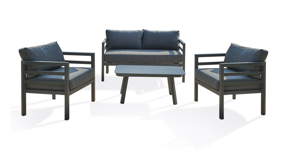 Salon bas de jardin LISBONNE 4 places en aluminium - GRIS ANTHRACITE