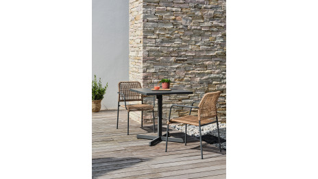 Lot composé d'une table de jardin LOUISE-TB70-A-ANTH pliante et de 2 fauteuils MARCEAU-FT-ANTH
