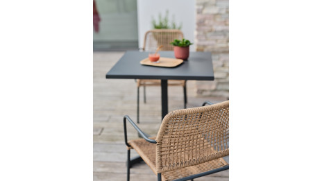 Lot composé d'une table de jardin LOUISE-TB70-A-ANTH pliante et de 2 fauteuils MARCEAU-FT-ANTH