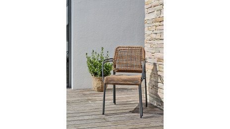 Lot composé d'une table de jardin LOUISE-TB70-A-ANTH pliante et de 2 fauteuils MARCEAU-FT-ANTH