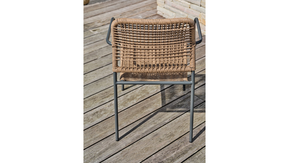 Lot composé d'une table de jardin LOUISE-TB70-A-ANTH pliante et de 2 fauteuils MARCEAU-FT-ANTH