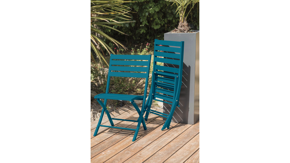Lot composé d'une table de jardin MARIUS-TB110-CANARD pliante et de 4 chaises MARIUS-CP-CANARD pliantes