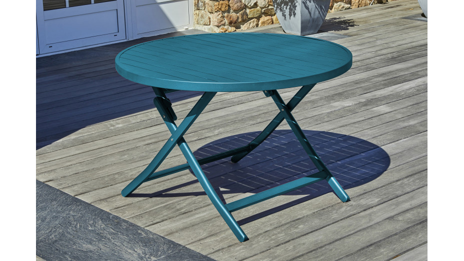 Lot composé d'une table de jardin MARIUS-TB110-CANARD pliante et de 4 chaises MARIUS-CP-CANARD pliantes