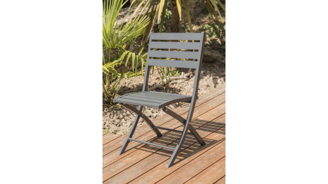 Lot composé d'une table de jardin MARIUS-TB140-GRISANT pliante et de 4 chaises MARIUS-CP-GRISANT pliantes